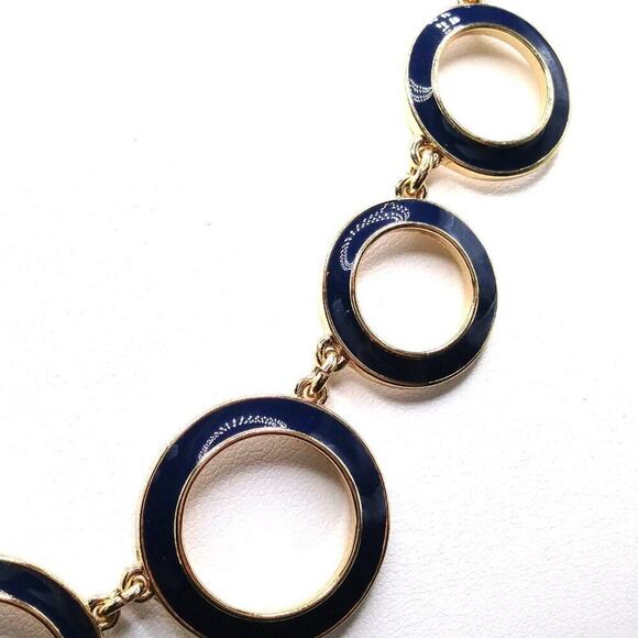 Vintage Enamel Loop Chain Choker Necklace, Black or Dark Blue Enamel, 20 Inches - Picture 5 of 9